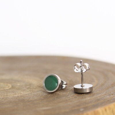 Green Stud Earrings - Malachite Earrings - Malachite Jewelry - image3